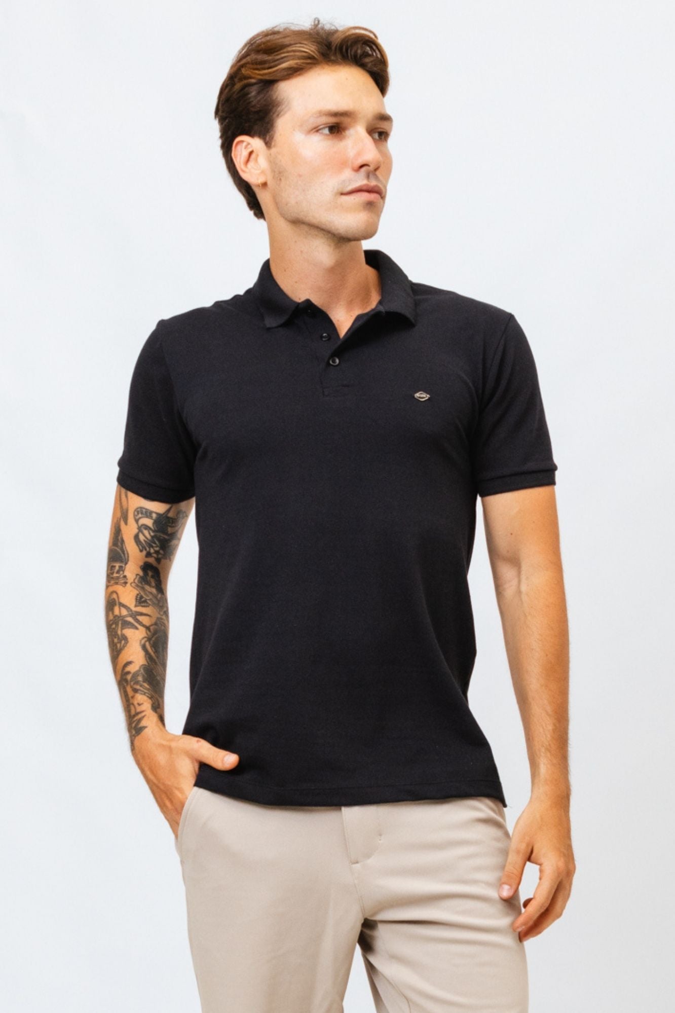 Polo Piquet Preta Leander