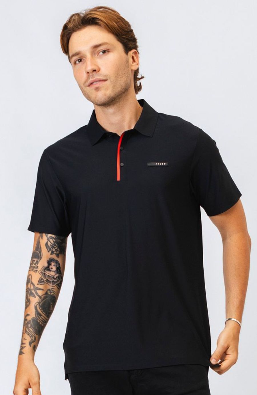Polo Premium Rarew Preta com Vermelho