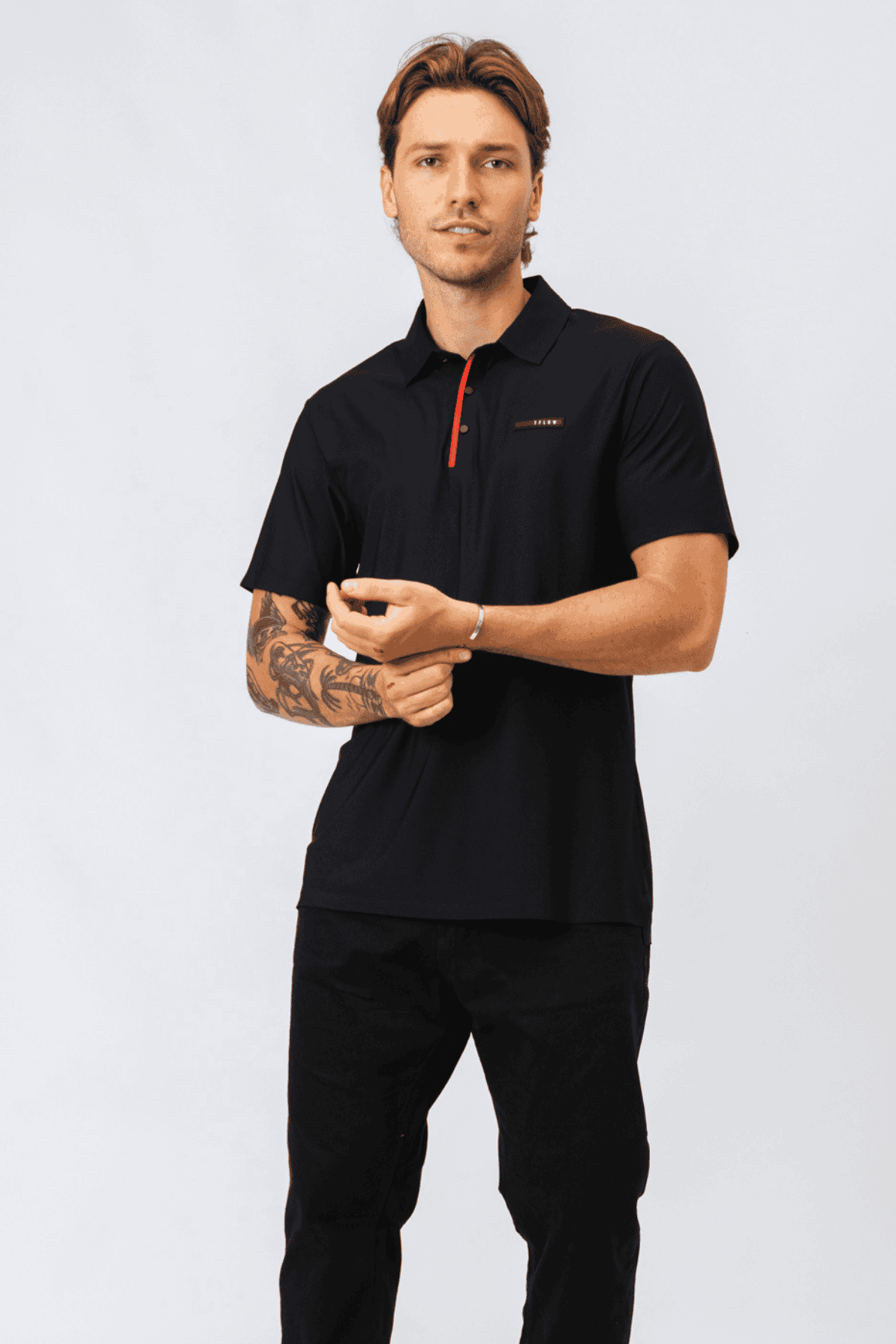Polo Premium Rarew Preta com Vermelho