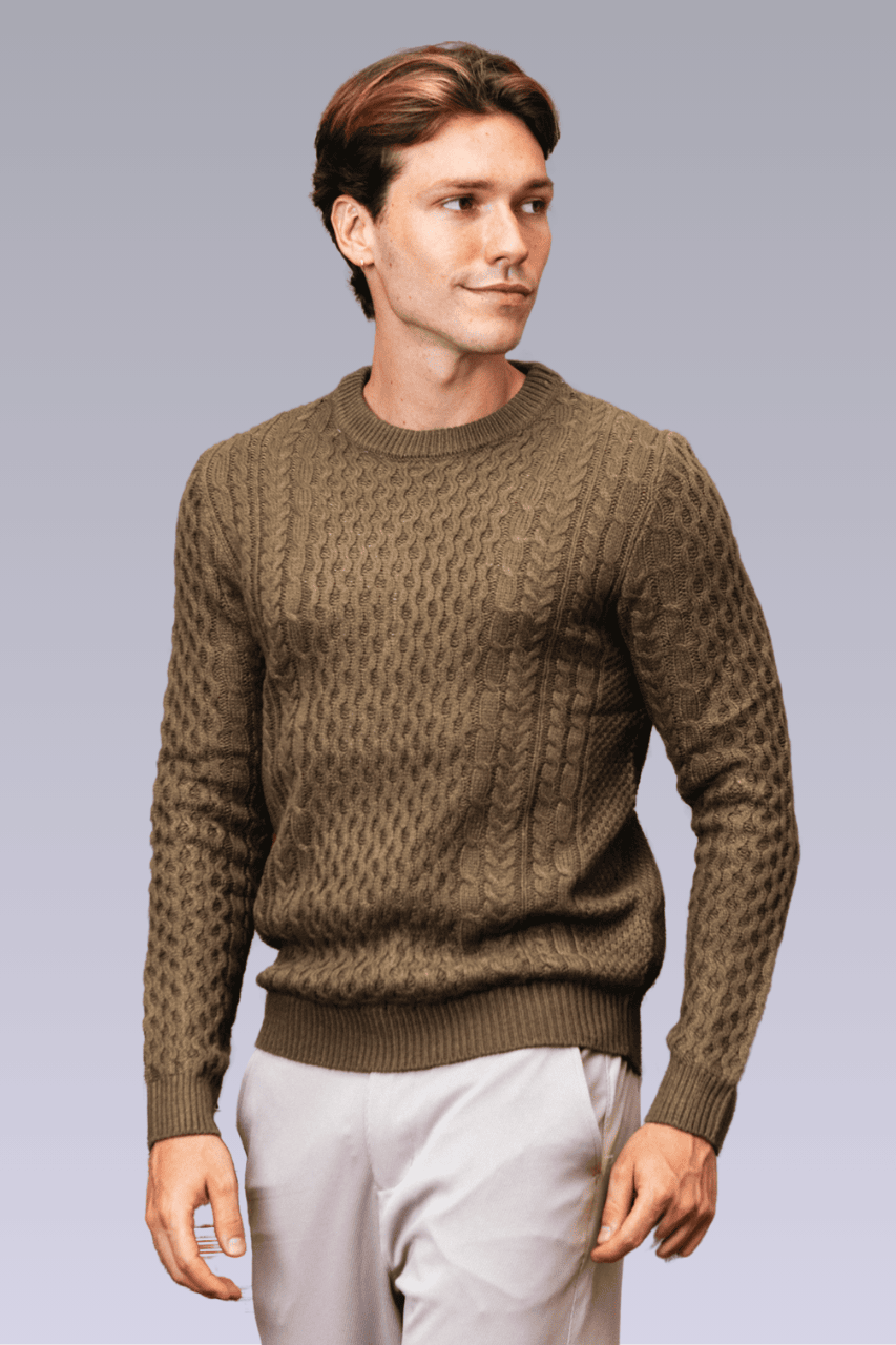 Sueter Tricot Verde Oliva Braddord Jacquard